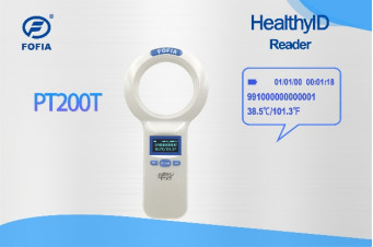 PT200T RFID i czytnik temperatury do identyfikacji zwierząt i odczytu temperatury.