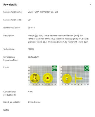 Pełna identyfikatorka słuchowa Icar RFID do zarządzania hodowlą zwierząt wspierająca kompatybilność czytnika BLE unikalny kod ICAR i normy ISO11784 5