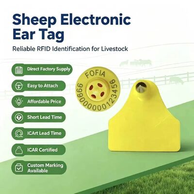 Wytrzymały, wodoszczelny zestaw, elektroniczny tag słuchowy śledzący zwierzęta, nowy, wysokiej jakości kod laser TPU RFID, 3 lata gwarancji Fofia