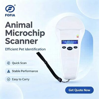FOFIA Durable White RFID Handheld Reader z ekranem OLED 128x32 i protokołem ISO11784/5 dla odległości odczytu 10-20 cm