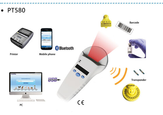 FOFIA Durable White RFID Handheld Reader z ekranem OLED 128x32 i protokołem ISO11784/5 dla odległości odczytu 10-20 cm
