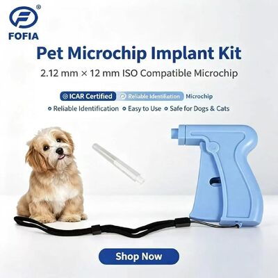 Fofia Nowy gorąco sprzedawany RFID oddzielny wielokrotnie używalny134.2kHz Animal ID Microchip ZS005 Błękitny wodoodporny użytkowanie zwierząt domowych Wstrzyknięcie 1,5 roku