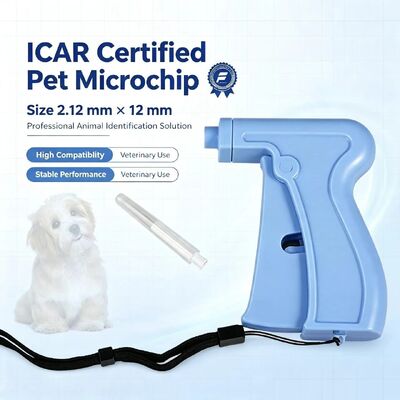 Mikroczip dla zwierząt Fofia RFID 134,2 kHz z certyfikatem ICAR, typ dzielony, 2,12*12 mm, model ZS005, niebieski, wodoodporny, nowy, 1,5 roku
