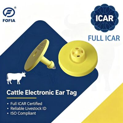 Nowy pełny ICAR ET908+T901 wodoodporny RFID LF TPU Żółte etykiety uszu zwierzęce 14,5 mm Chipsy bydło krowie 5 lat gwarancja bydło