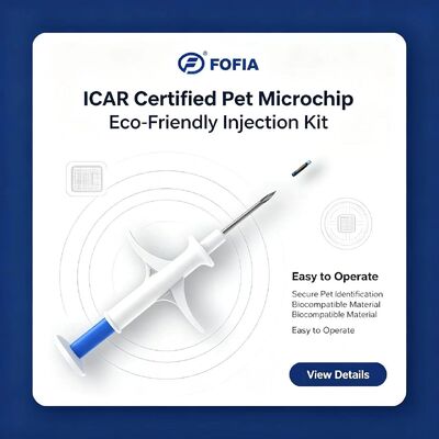 FOFIA ZS007 Certyfikowany przez ICAR 134.2kHz RFID Microchip FDX/EM4305 IP67 wodoodporny Biały PP 1.4x8mm Psy, koty i zwierzęta domowe