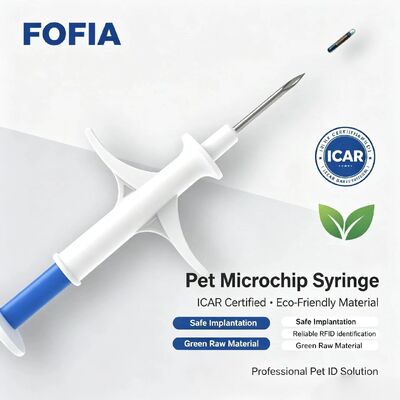 FOFIA ZS007 RFID 134.2kHz Mikrochip dla zwierząt FDX/EM4305 Chip IP67 wodoodporny dla zwierząt domowych Wstrzykiwacz opakowania z tworzyw sztucznych Nowy 1.5
