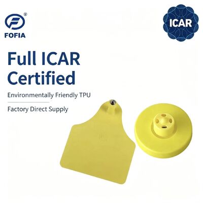 FOFIA Nowy pełny ICAR Trwały wodoodporny RFID LF TPU Żółte etykiety uszu ET908+T905 EM4305 Chipy 5-letnia gwarancja bydło 14,5 mm