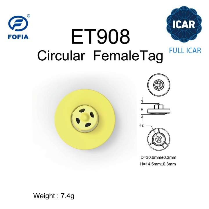 Nowy Fofia Full ICAR ET908 Bydło RFID LF Ear Tag Materiał TPU 350N Napięcie 5 lat Gwarancja ISO11784/5 Zgodność użytkowanie w gospodarstwie