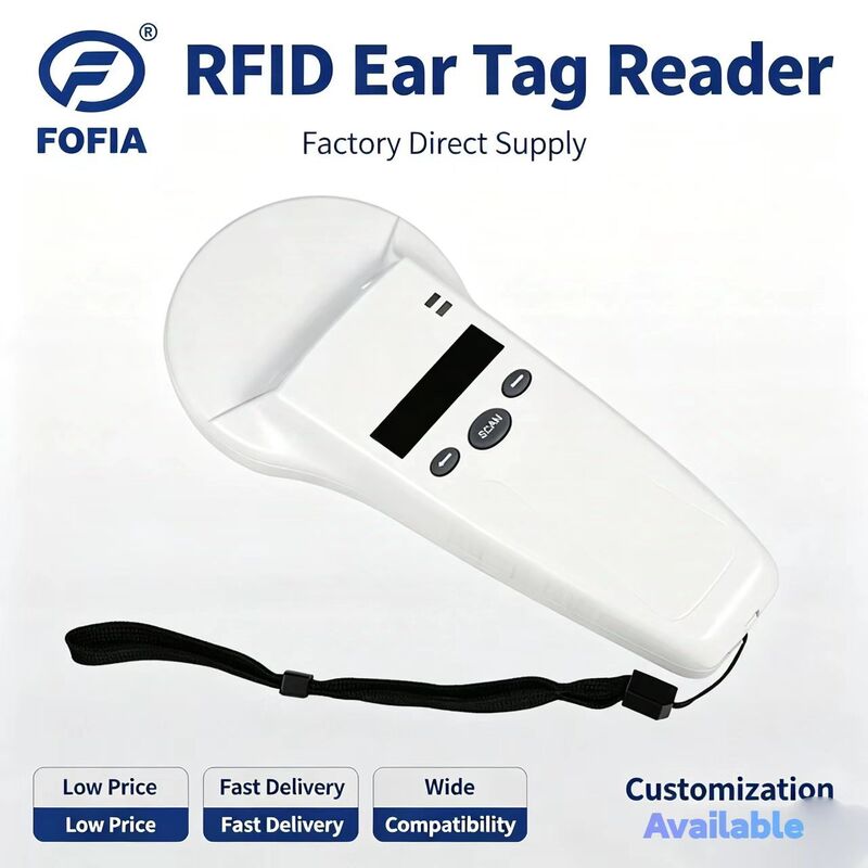 Ręczny czytnik RFID FOFIA z trwałego tworzywa sztucznego z ekranem OLED 128x32/USB do stosowania w przypadku zwierząt domowych, gospodarstw rolnych i ranczo na duże odległości