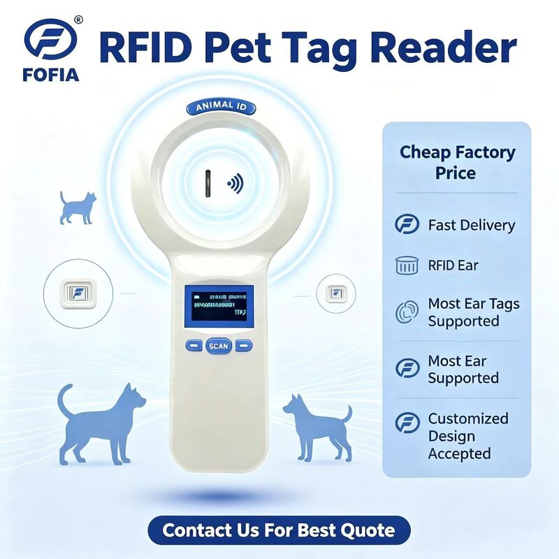 Wytrzymały czytnik ręczny z tworzyw sztucznych PT200 RFID z ekranem OLED 128x64 Protokół ISO11784/5 Długodystansowe czytanie dla zwierząt domowych i użytku w gospodarstwie