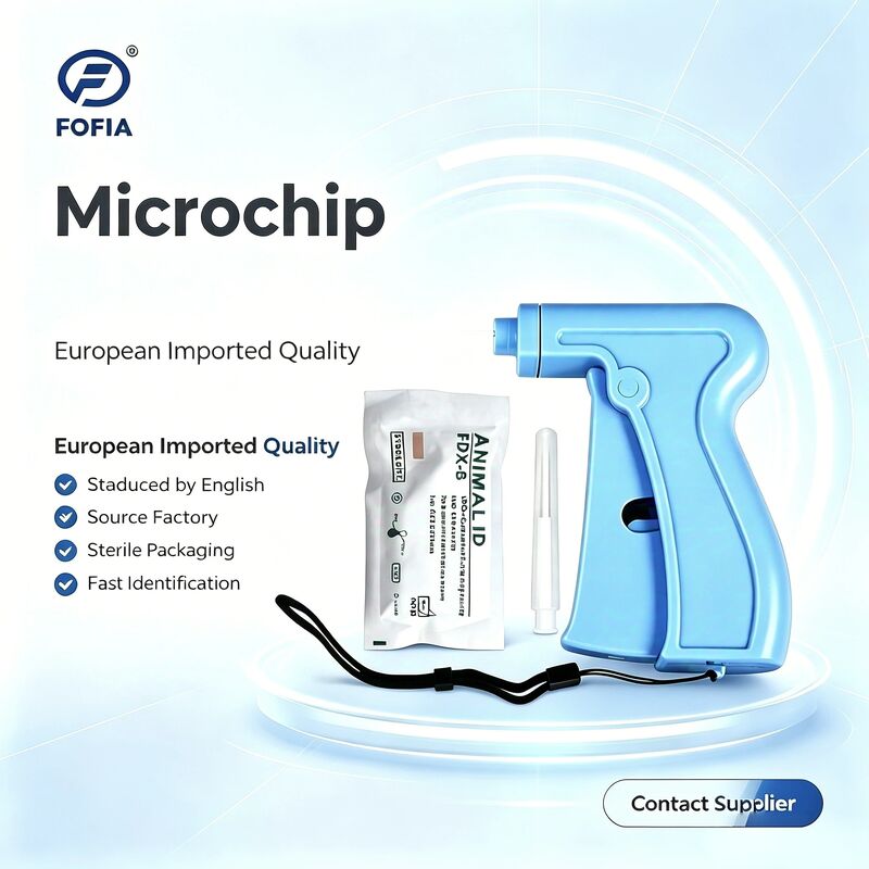 Mikroczip dla zwierząt Fofia RFID 134,2 kHz z certyfikatem ICAR, typ dzielony, 2,12*12 mm, model ZS005, wodoodporny, nowy, 1,5 roku