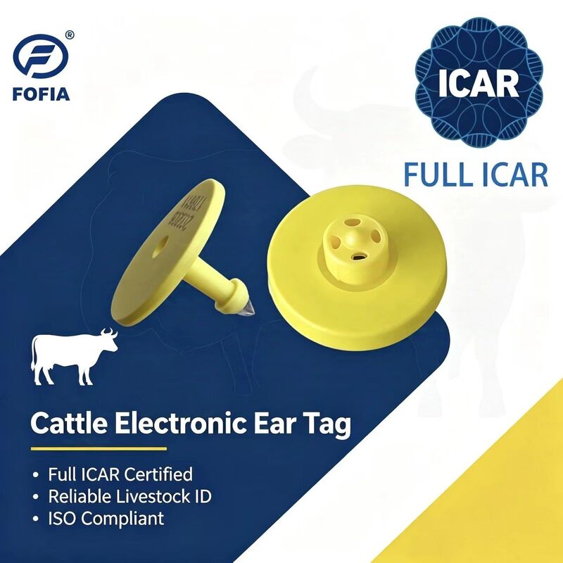 Nowy pełny ICAR ET908+T901 wodoodporny RFID LF TPU Żółte etykiety uszu zwierzęce 14,5 mm Chipsy bydło krowie 5 lat gwarancja bydło