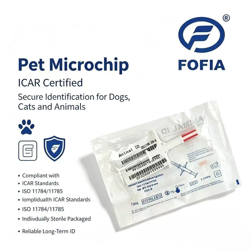 Wodoszczelny Fofia Nowy gorąco sprzedawany RFID 134.2kHz PP Materiał Dog ID Mikrochip Wodoszczelny Farm Use Pet Injection 1.5 Year Ear Tag