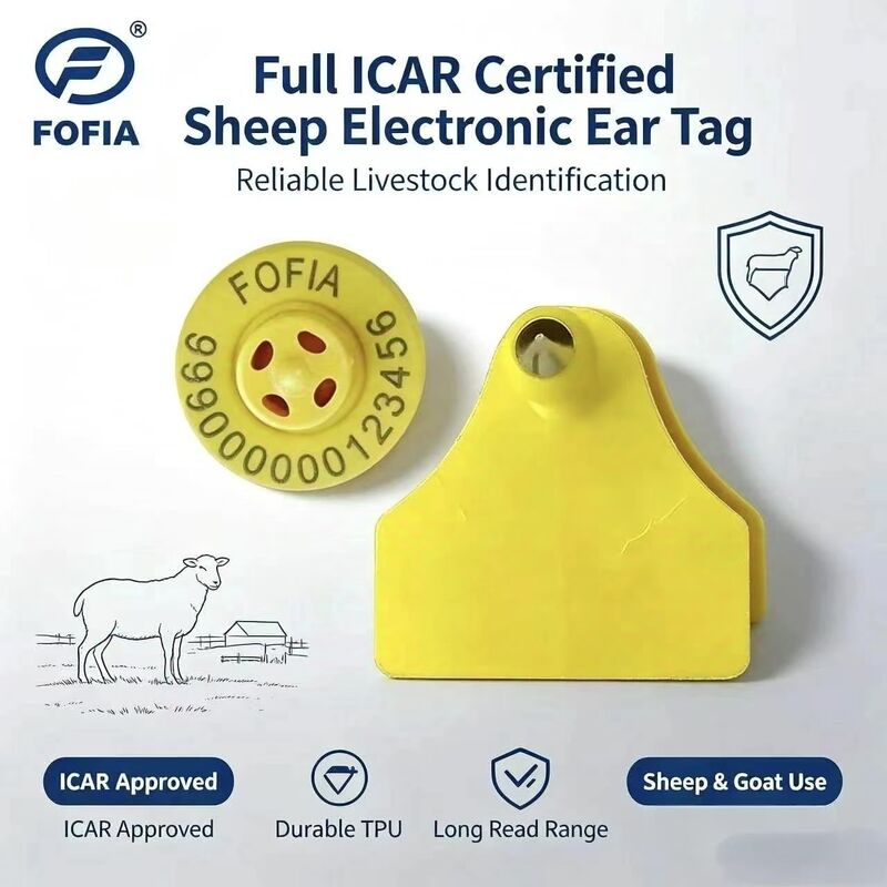 Fofia ET957+T967 Owce Kozy Bydło Kombinacja elektroniczna śledzenie gospodarstwa domowego ear tag Nowy wysokiej jakości RFID TPU laser kodujący 3