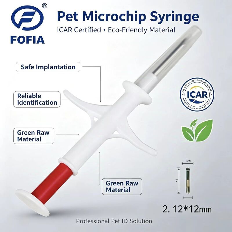 Nowy Fofia Trwały wodoodporny biały mikroczip RFID dla zwierząt ZS006 z IP67 i 1,5 roku gwarancji dla psów, kotów i zwierząt domowych