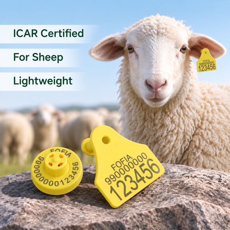 Fofia Full ICAR Combination Sheep Goat Electronic Tracking Ear Tag New High Quality RFID TPU Plastic Laser Coding 3-Year