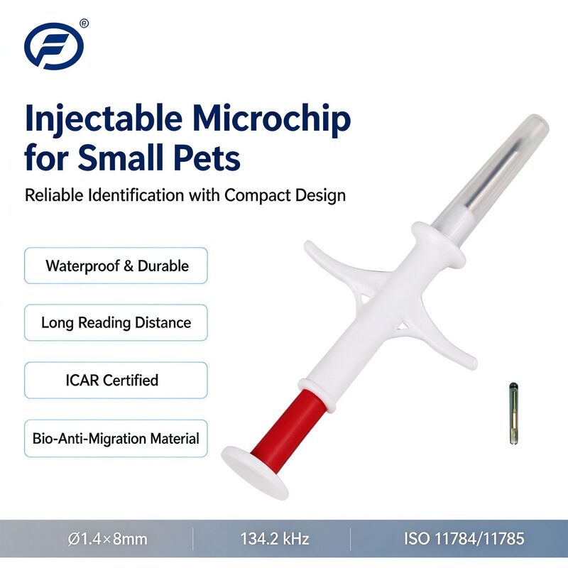 RFID Injectowalny Mikrochip dla Zwierząt 134,2 kHz FDX EM4305 1,4 x 8 mm Wodoodporny IP67 Certyfikowany przez ICAR Tag Identyfikacyjny dla Zwierząt